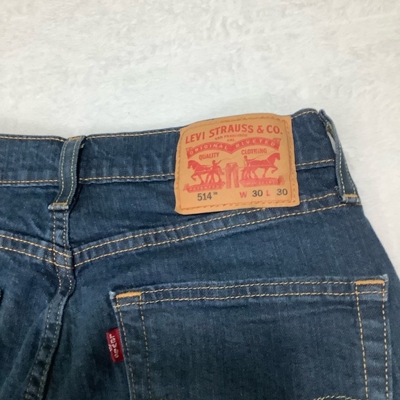 Levi’s 514 Straight Fit Jeans Sz 30W 30L Dark Blue Wash - Picture 6 of 7